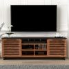 Bridgevine Home Graceland 85 inch TV Stand Console for TVs up to 95 inches, No Assembly Required, Black with Bourbon finish