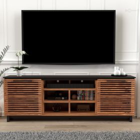 Bridgevine Home Graceland 85 inch TV Stand Console for TVs up to 95 inches, No Assembly Required, Black with Bourbon finish
