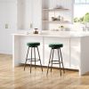 Modern Glam Upholstered Faux Velvet Bar Stool ‚Äì Emerald