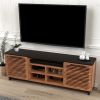 Bridgevine Home Graceland 85 inch TV Stand Console for TVs up to 95 inches, No Assembly Required, Black with Bourbon finish