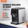 VEVOR Countertop Ice Maker, 62lbs in 24Hrs, Auto Self-Cleaning Portable Ice Maker with Water Filling Pipe, Water Filter and Drainpipe, Automatic Water