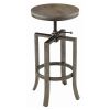 Brushed Nutmeg and Slate Grey Adjustable Bar Stool (Set of 2)