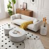 White Marble Pattern Cocktail Table MDF with Gold Metal Base 23.62inch