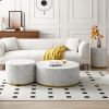 White Marble Pattern Cocktail Table MDF with Gold Metal Base 23.62inch