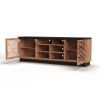 Bridgevine Home Graceland 85 inch TV Stand Console for TVs up to 95 inches, No Assembly Required, Black with Bourbon finish
