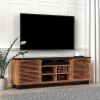 Bridgevine Home Graceland 85 inch TV Stand Console for TVs up to 95 inches, No Assembly Required, Black with Bourbon finish