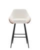 26" Modern Counter Height Bar Stools Set of 2, Mid Century Leather Upholstered Accent Arm Bar Stools, Leisure Side Chair with Metal Legs for Kitchen&D