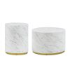 White Marble Pattern Cocktail Table MDF with Gold Metal Base 23.62inch