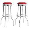 Red and Chrome Bar Height Stool (Set of 2)