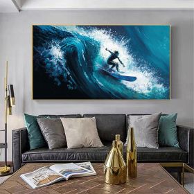 Hand Painted Oil Painting Large Original Surf Sports Oil Painting On Canvas Abstract Seascape Canvas Wall Art Custom Painting Ocean Art Living Room Su (style: 1, size: 40x80cm)