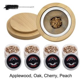 Cocktail Smoker Kit 8 Flavors Whiskey Wooden Smoked Wood Hood Smoker For Whiskey Cheese and Flavor Drink Smoker Kitchen Bar Tool (Color: 4PCS Set, Ships From: CN)