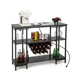 Simple Industrial Wine Rack Wine with Storage Shelves (Color: Gray, Type: Wine rack)