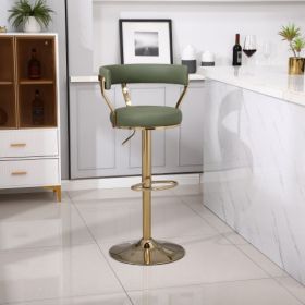 Bar Stools with Back and Footrest Counter Height Dining Chairs (1PCS/CTN) (Color: Avocado, Material: PU)