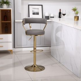 Bar Stools with Back and Footrest Counter Height Dining Chairs (1PCS/CTN) (Color: Gray, Material: PU)