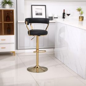Bar Stools with Back and Footrest Counter Height Dining Chairs (1PCS/CTN) (Color: Black, Material: PU)