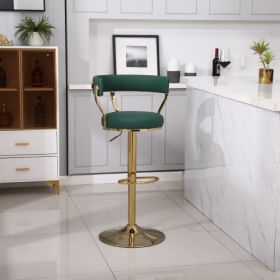 Bar Stools with Back and Footrest Counter Height Dining Chairs (1PCS/CTN) (Color: Dark Green, Material: PU)